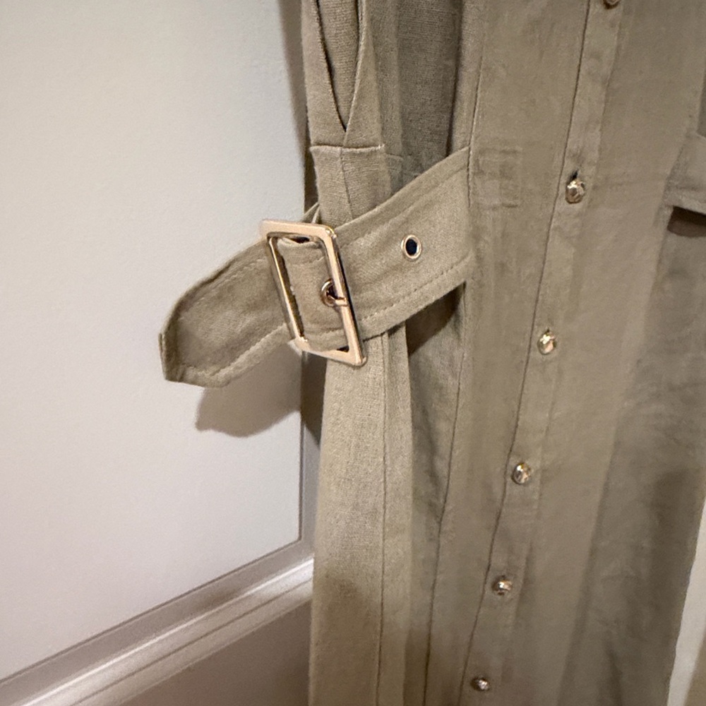 Zara Sleeveless Button-Front Shirt Dress in Sage Green - Picture 14 of 14